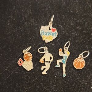 Fashion Jewelry Basketball Charm Set - Silver and Orange